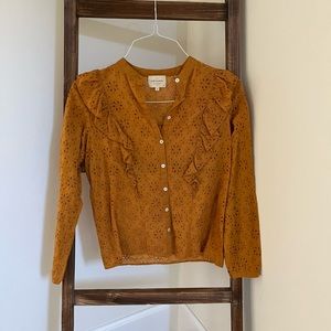 *FLAWED* Sezane Yellow Eyelet Top